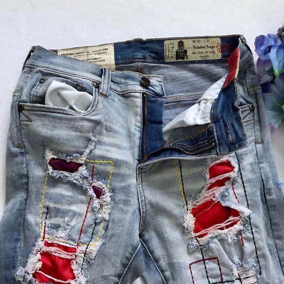 Industrial Indigo NWT Distressed Light Wash Jean Shorts Men W32 - Picture 4 of 9